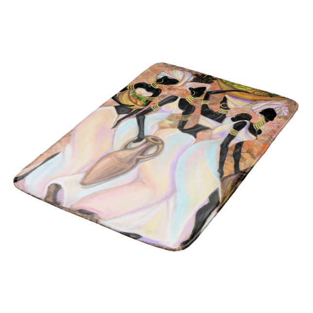 African Ladies Bath Mat Modern Art Style Painting (Angled)
