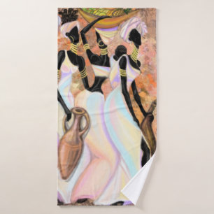 African Ladies Bath Towel - Art Style Painting