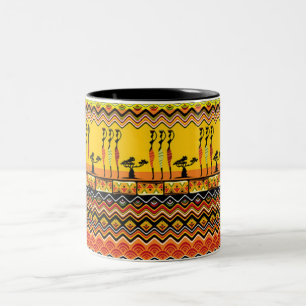 African Ladies Colourful Patterns Two-Tone Coffee Mug