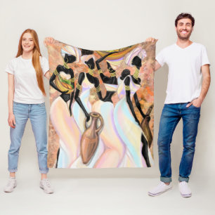 African Ladies Fleece Blanket - Art Style Painting