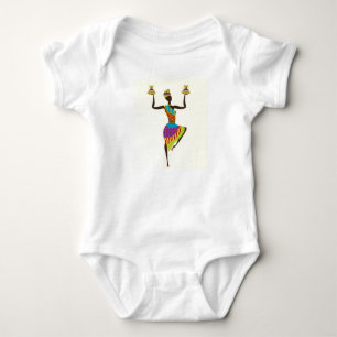 African lady tribal art baby bodysuit
