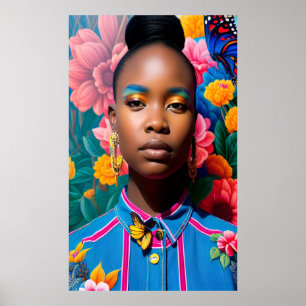 African lady wearing denim shirt poster
