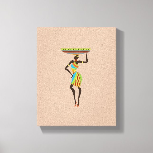 African Lady with basket Tribal Art Canvas Print (Front)