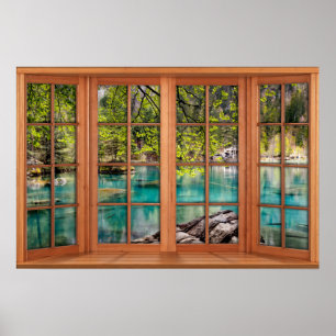 African Lagoon Scenery Fake Window Poster