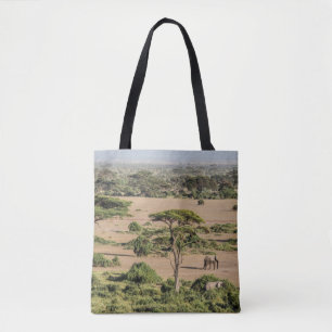 African Landscape with Elephant Tote Bag