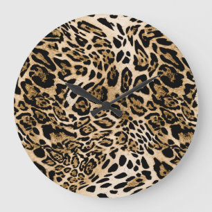 African Leopard Fur: Seamless Animal Texture Large Clock