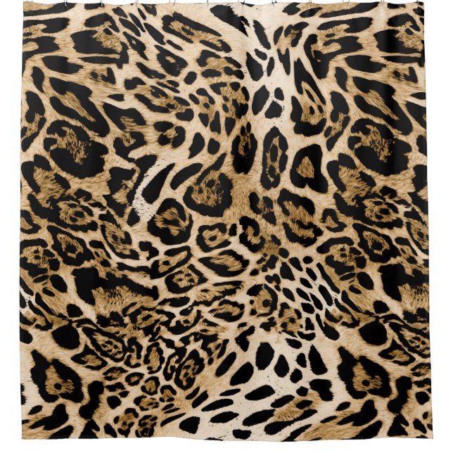 African Leopard Fur: Seamless Animal Texture Shower Curtain (Front)