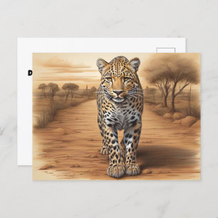African Leopard Head Postcard