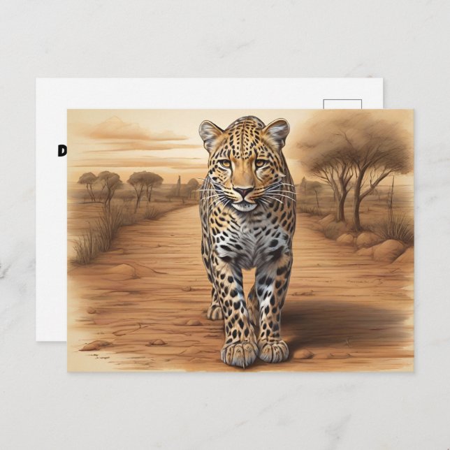 African Leopard Head Postcard (Front/Back)