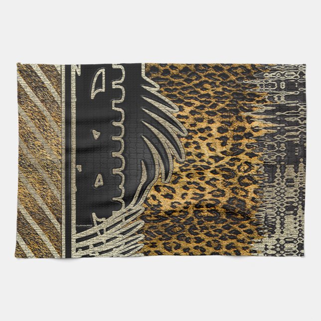 African Leopard In Motion Tea Towel (Horizontal)