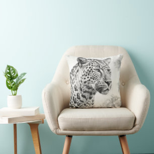 African Leopard Pencil Drawing Cushion