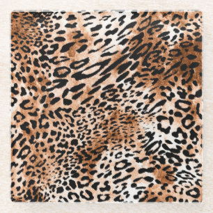 African Leopard Print Seamless Glass Coaster