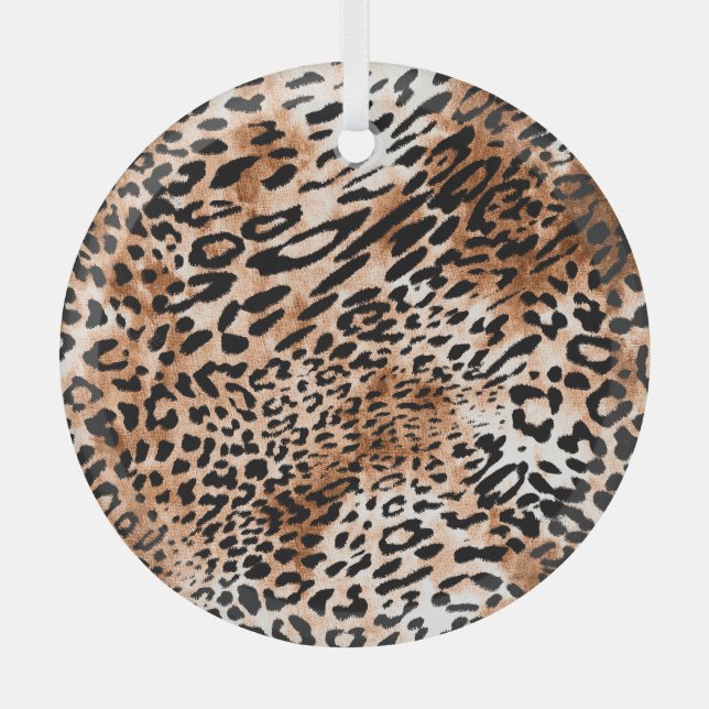 African Leopard Print Seamless Glass Tree Decoration (Front)