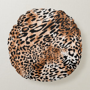 African Leopard Print Seamless Round Cushion