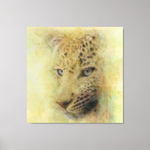 African Leopard Wildlife Watercolor Portrait Canvas Print