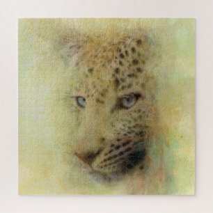African Leopard Wildlife Watercolor Portrait Jigsaw Puzzle