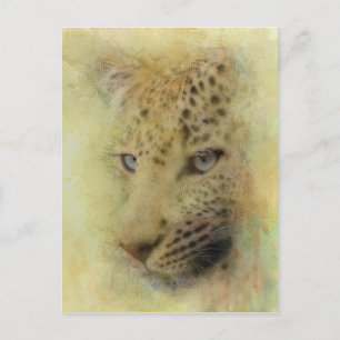 African Leopard Wildlife Watercolor Postcard