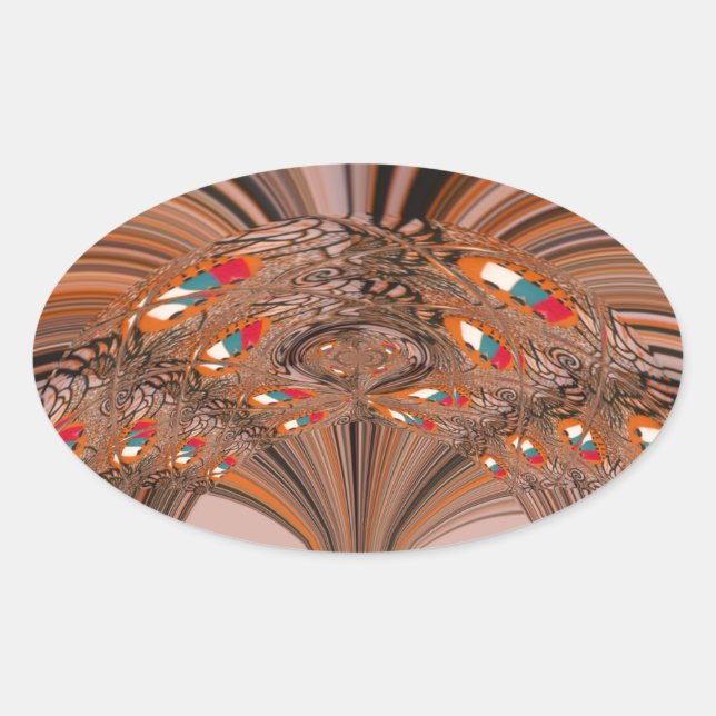 African Light Blonde Kaleidoscope Art Print Design Oval Sticker (Front)