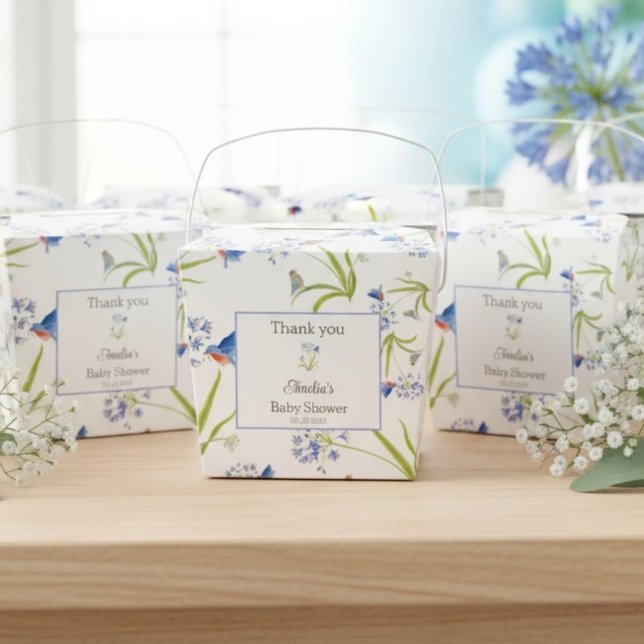 African Lily with Bluebird Mother and Baby Favour Box (Creator Uploaded)