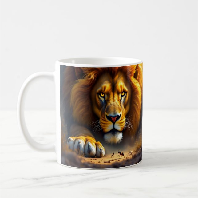 African Lion and Elephant Wildlife Mug (Left)