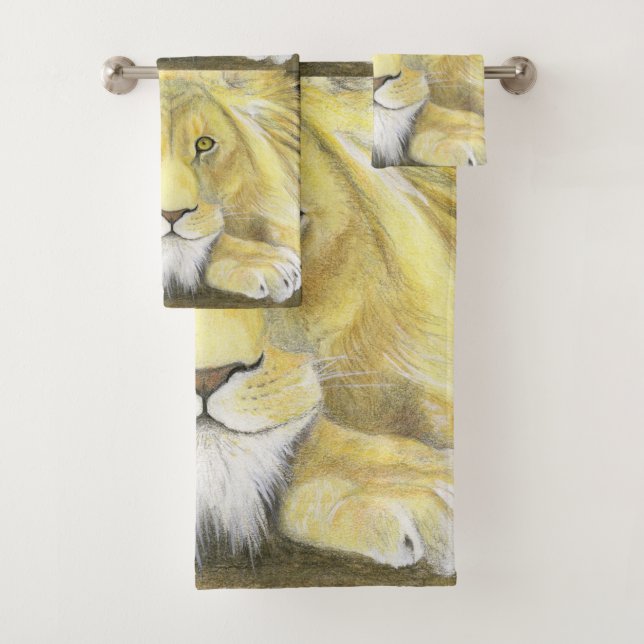 African Lion Bath Towel Set (Insitu)