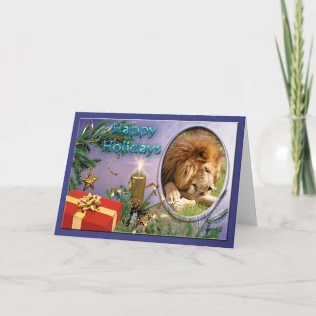 African Lion Christmas Greeting Card (Front)