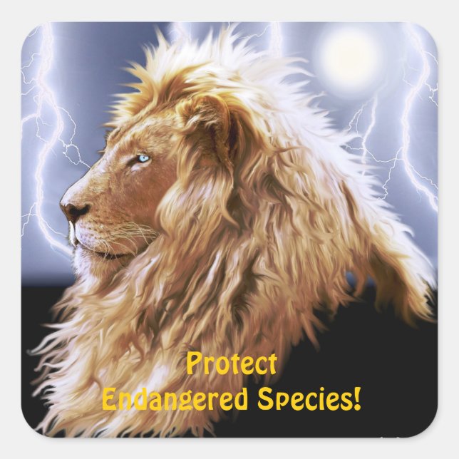 African Lion Endangered Species Wildlife Stickers (Front)
