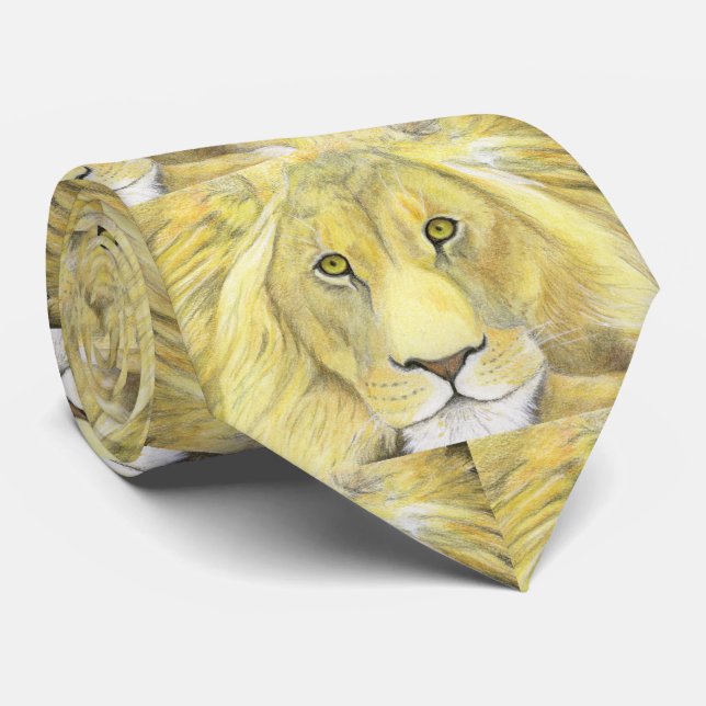 African Lion Neck Tie (Rolled)