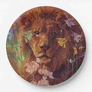 African lion Paper Plates 9"