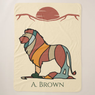 African Lion Personalised Sherpa Blanket