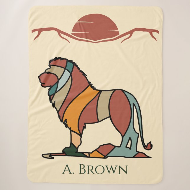 African Lion Personalised Sherpa Blanket (Front)
