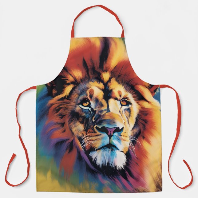 African Lion Print Apron - Custom Kitchen Apparel (Front)