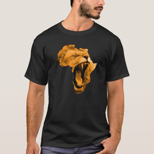 African Lion Roaring Safari Culture Africa Map  1 T-Shirt (Front)