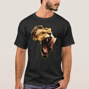 African Lion Roaring Safari Culture Africa Map 1 T-Shirt