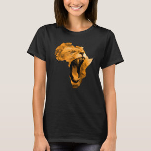 African Lion Roaring Safari Culture Africa Map T-Shirt