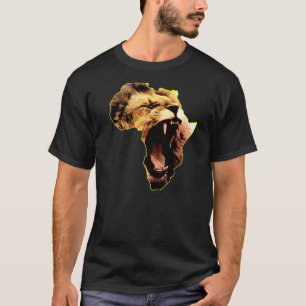 African Lion Roaring Safari Culture Africa Map T-Shirt