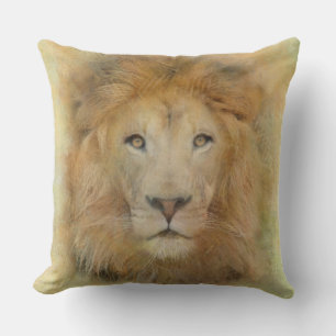  African Lion Wildlife Watercolor Portrait Stainle Cushion