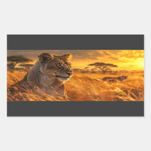 African Lioness Rectangular Sticker