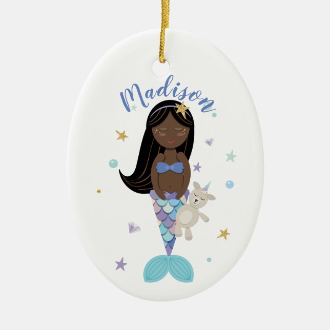 African Little Mermaid Ornament (Front)