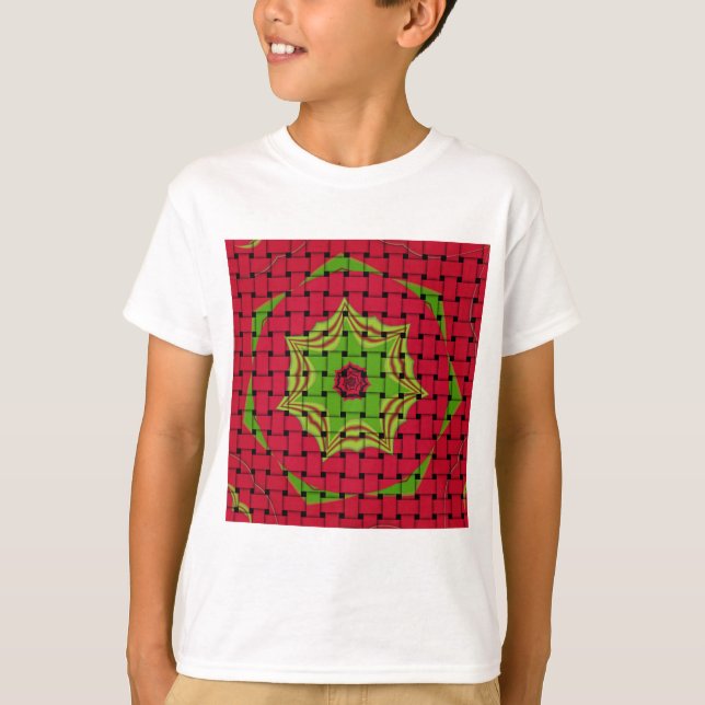 African Lovely Woven Red and Lemon Green Design T-Shirt (Front)