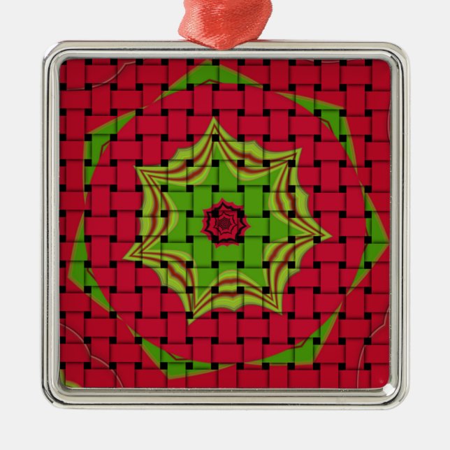 African Lovely Woven red design Metal Tree Decoration (Front)