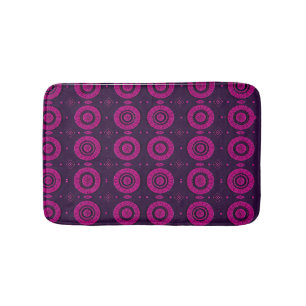 African Magenta Geometric Circle Pattern Bath Mat