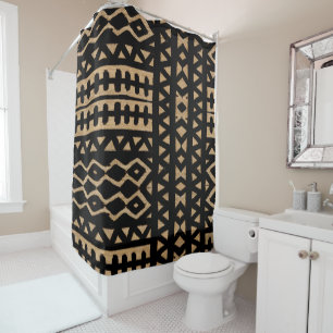 African Majesty • Afrocentric Geometric Shower Curtain