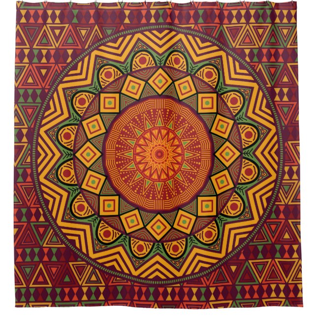 African mandala, Polynesian circular designs. Shower Curtain (Front)