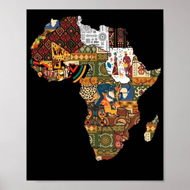 African Map Black Afro Pride Africa Poster (Front)