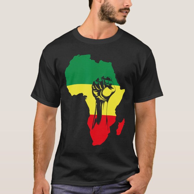 African Map Fist Black History Native Americans  T-Shirt (Front)