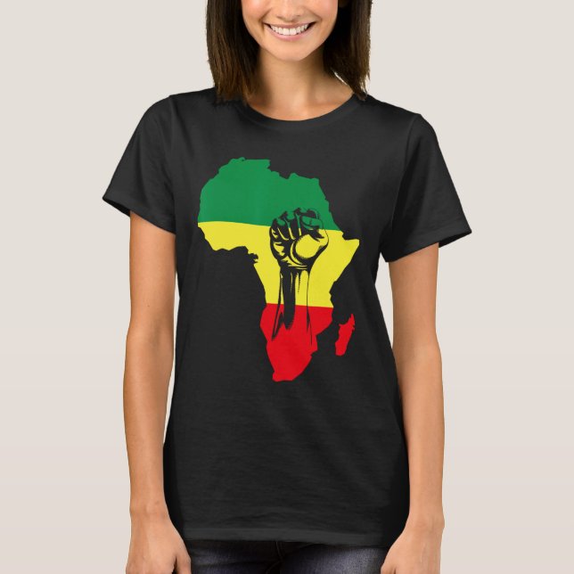 African Map Fist Black History Native Americans  T-Shirt (Front)