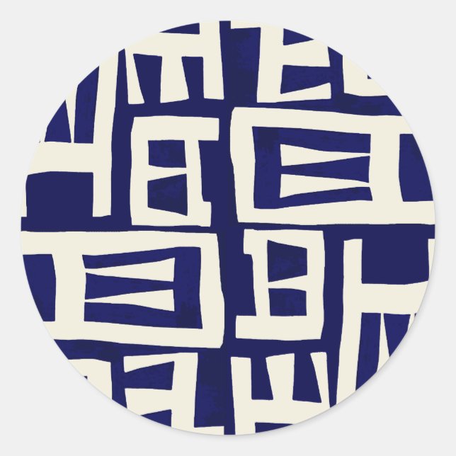 African Map - Navy Ivory Classic Round Sticker (Front)