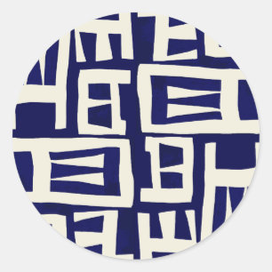 African Map - Navy Ivory Classic Round Sticker