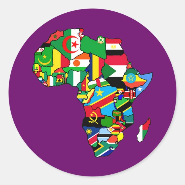 African Map of Africa flags within country maps Classic Round Sticker (Front)